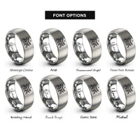 font options for inside engraving on silver forbidden city rings