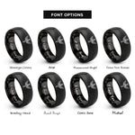font options for inside engraving on black forces dagger rings