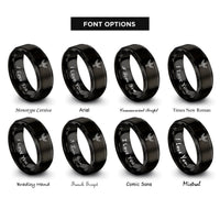 font options for inside engraving on black forces dagger rings
