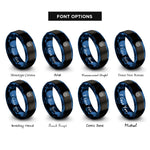 font options for inside engraving on black & blue forest pines badge rings