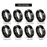 font options for inside engraving on black & gray forest pines badge rings