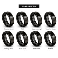 font options for inside engraving on black forest pines badge rings
