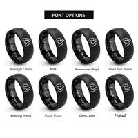 font options for inside engraving on black forest pines trio rings