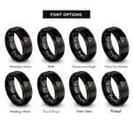 font options for inside engraving on black forest pines trio rings