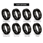 font options for inside engraving on black forest pines trio rings