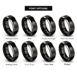 font options for inside engraving on black & gray forest ridge rings