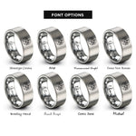 font options for inside engraving on silver forest river circle rings