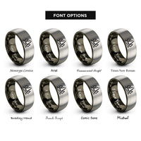 font options for inside engraving on gunmetal & gray forest silhouette rings