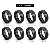 font options for inside engraving on black forestry bogie track rings