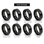 font options for inside engraving on black forestry harvester rings
