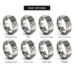font options for inside engraving on gray forestry harvester rings