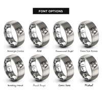 font options for inside engraving on gray forestry harvester rings