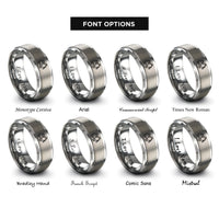 font options for inside engraving on grey forestry harvester rings
