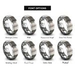 font options for inside engraving on gray forget me not bloom rings