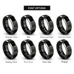 font options for inside engraving on black & silver fork rings
