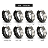font options for inside engraving on black & gray fork rings