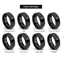 font options for inside engraving on black fork knife rings