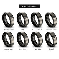 font options for inside engraving on black & grey forklift rings