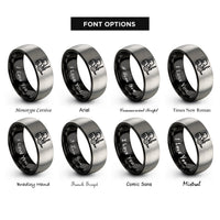 font options for inside engraving on black & gray forklift rings