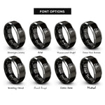 font options for inside engraving on black & gray forklift rings