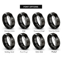 font options for inside engraving on black & gray forklift rings