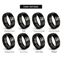 font options for inside engraving on black forklift rings