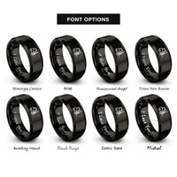 font options for inside engraving on black forklift rings