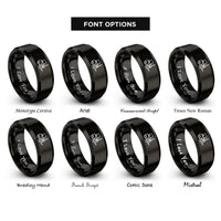 font options for inside engraving on black forklift rings
