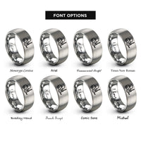 font options for inside engraving on silver forklift rings