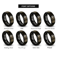 font options for inside engraving on gunmetal & black forklift rings