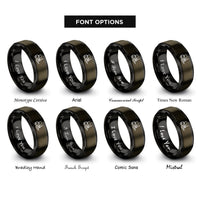 font options for inside engraving on gunmetal & black forklift rings