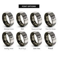 font options for inside engraving on gunmetal & silver forklift rings