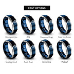 font options for inside engraving on blue & silver formation diamond rings
