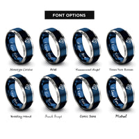 font options for inside engraving on blue & silver formation diamond rings