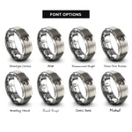 font options for inside engraving on grey formation diamond rings