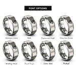 font options for inside engraving on gray formation diamond rings