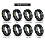 font options for inside engraving on gunmetal & blue formation diamond rings