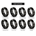 font options for inside engraving on black & silver forte f circle rings