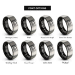 font options for inside engraving on black & silver forwarder rings