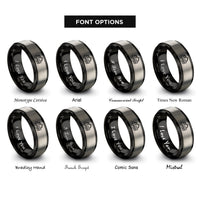 font options for inside engraving on black & silver forwarder rings