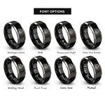 font options for inside engraving on black & silver forwarder rings