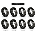 font options for inside engraving on black & gray forwarder rings