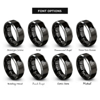 font options for inside engraving on black & gray forwarder rings