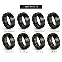 font options for inside engraving on black forwarder rings