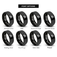 font options for inside engraving on black forwarder rings