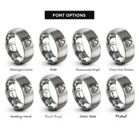font options for inside engraving on gray forwarder rings
