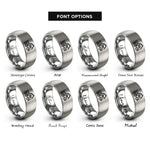 font options for inside engraving on silver forwarder rings