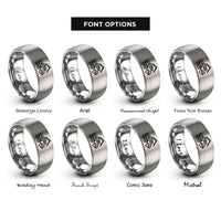 font options for inside engraving on silver forwarder rings