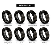 font options for inside engraving on black foster dad heart rings