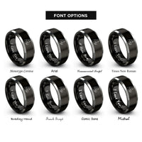 font options for inside engraving on black & gray foster mom heart rings